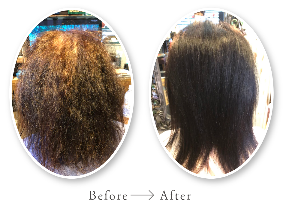 復元ケア+オーガニック縮毛矯正+野草カラー|Before Afterイメージ1