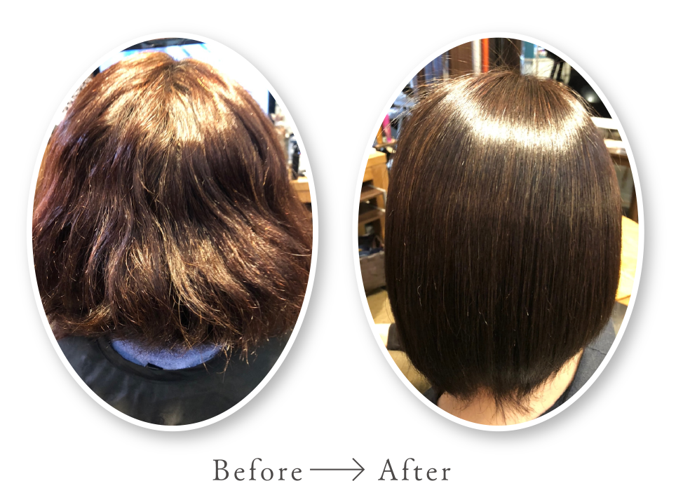 オーガニック縮毛矯正+艶ミネラルカラー|Before Afterイメージ